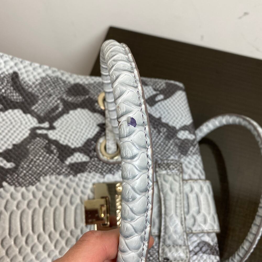 Jimmy Choo Gray and Black Python-Print Leather Top-Handle Shoulder Bag - Picture 15 of 16
